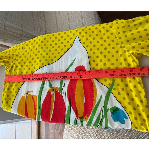 VERA for ANTHROPOLOGIE Yellow Floral Maxi Open Front Kimono Robe - EUC! - OS - Picture 9 of 11